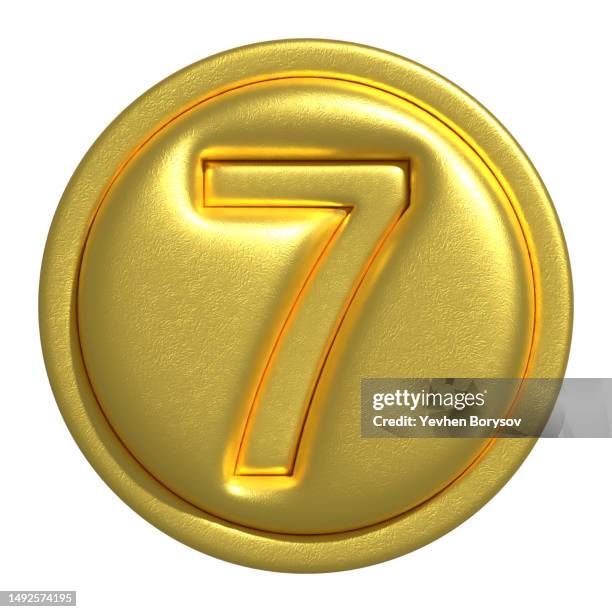 gold coin with number seven concept of internet icon - ranking stock-fotos und bilder