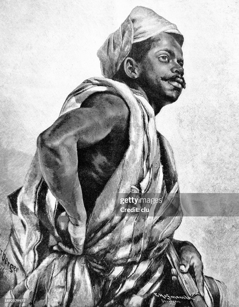 Native Man Of The Bermuda Islands Side View Traditional Clothing High ...