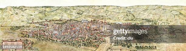 stuttgart general view 1592 - wide shot stock illustrations