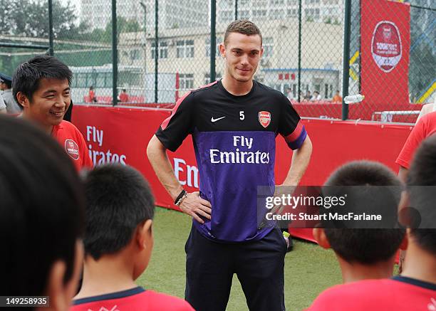 Thomas Vermaelen of Arsenal attends an Emirate Soccer Clinic in Beijing during their pre-season Asian Tour in China on July 26 2012 in Beijing, China.