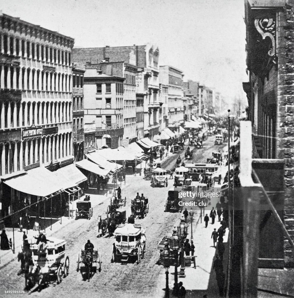 New York City, Broadway, north from Houston street, 1866