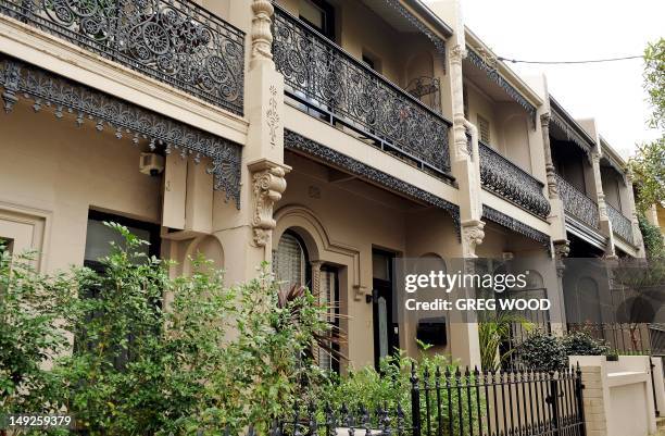 Terrace houses are displayed in the inner Sydney suburb of Paddington on July 26, 2012. AFP PHOTO / Greg WOOD