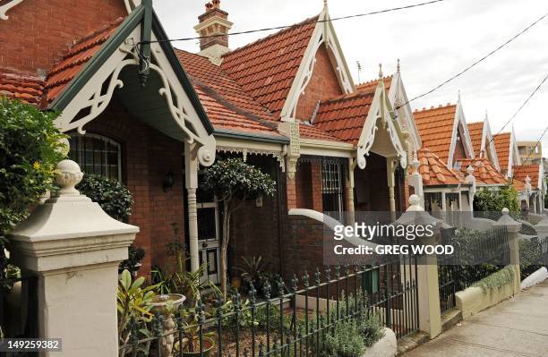 Houses are displayed in the inner Sydney suburb of Paddington on July 26, 2012. AFP PHOTO / Greg WOOD