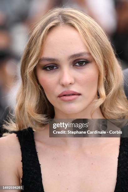 Lily-Rose Depp attends "The Idol" photocall at the 76th annual Cannes film festival at Palais des Festivals on May 23, 2023 in Cannes, France.