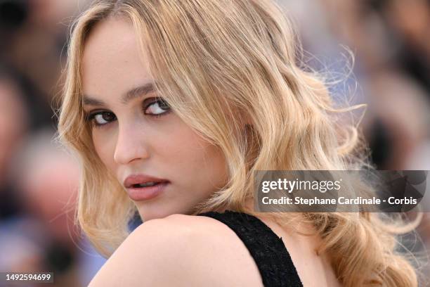 Lily-Rose Depp attends "The Idol" photocall at the 76th annual Cannes film festival at Palais des Festivals on May 23, 2023 in Cannes, France.