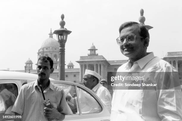 Finance Minister P Chidambaram who took over as the Finance Minister of India, on the way to Finance Ministry housed in the colonial designed North...