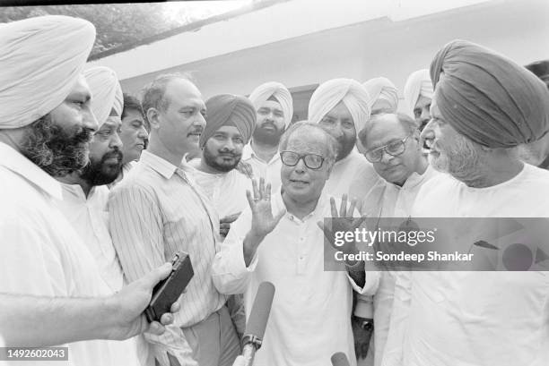 Dissident Congress leaders from Punjab meet senior party leader Pranab Mukherjee's at his residence in New Delhi on July 17, 1996.