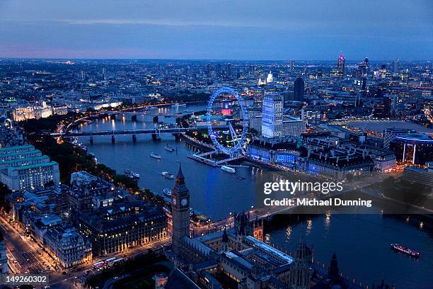 london's river thames and south bank at dusk - river thames night stock pictures, royalty-free photos & images