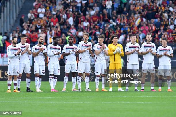 Salernitana's starting lineup during the Italian Serie A match between Roma V Salernitana At Stadio Olimpico On May 22, 2023 In Rome, Italy.