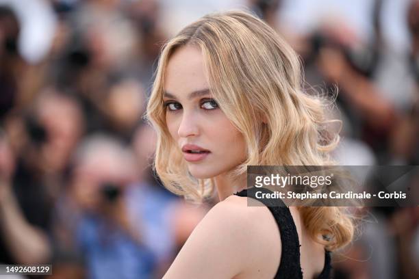 Lily-Rose Depp attends "The Idol" photocall at the 76th annual Cannes film festival at Palais des Festivals on May 23, 2023 in Cannes, France.