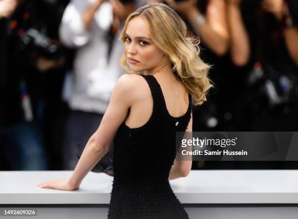Lily-Rose Depp attendS "The Idol" photocall at the 76th annual Cannes film festival at Palais des Festivals on May 23, 2023 in Cannes, France.