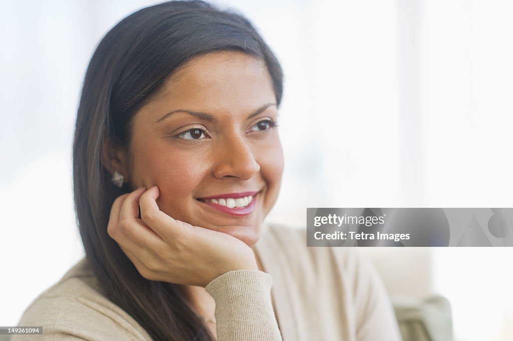 USA, New Jersey, Jersey City, Portrait of relaxed woman