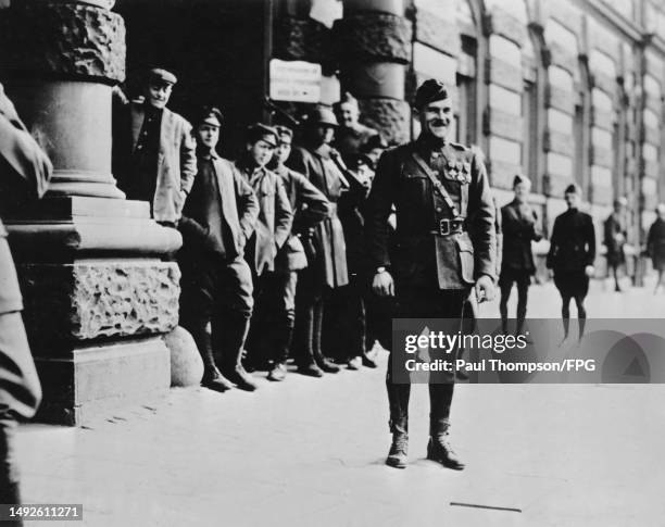 Croatian American military officer 2nd Lieutenant Louis Cukela, of the 5th US Marines, following an inspection of the 3rd Army Troops in Koblenz,...