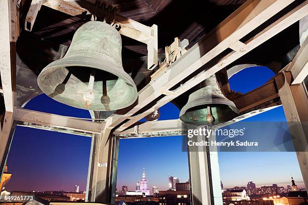 poland, warsaw, view from saint ann's church bellower towards downtown - 鐘樓 塔 個照片及圖片檔