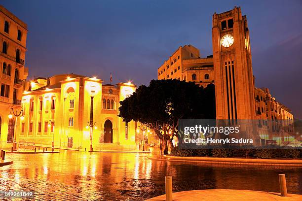 lebanon, beirut, place d'etoile with parliament building - lebanese stock pictures, royalty-free photos & images