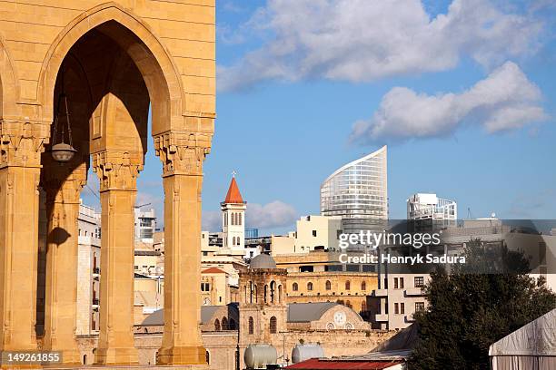 lebanon, beirut, mohammad al amin mosque and downtown - beirut stock-fotos und bilder