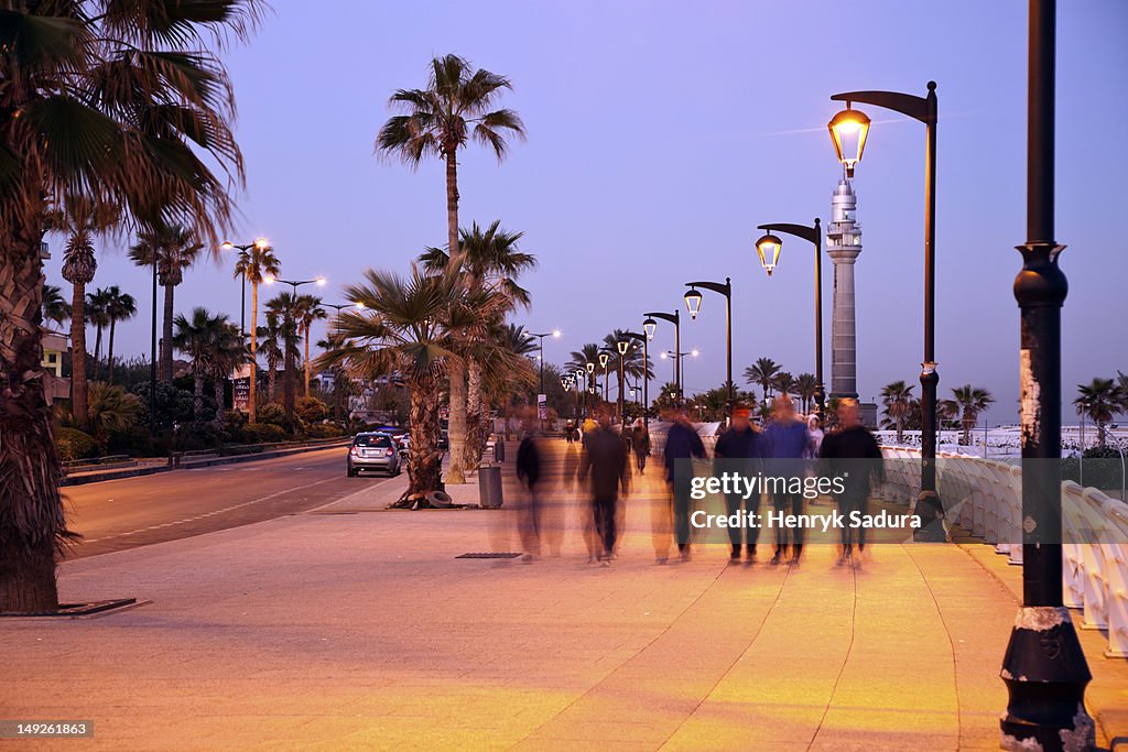 Lebanon, Beirut, Corniche waterfront at sunrise