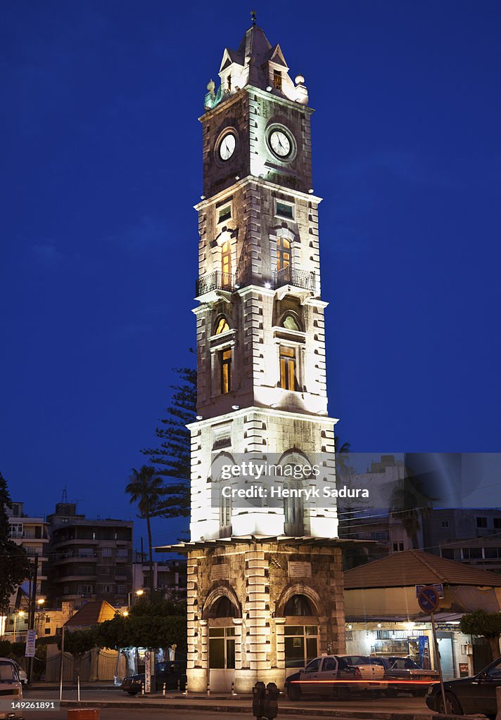 Lebanon, Tripoli, Clock Tower at dusk