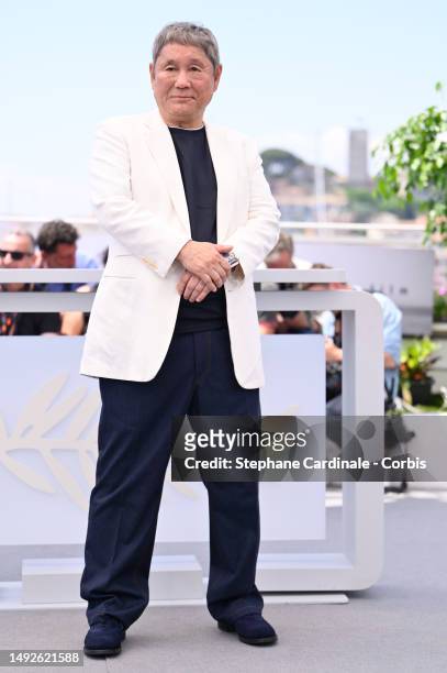 Takeshi Kitano attends the "Kubi" photocall at the 76th annual Cannes film festival at Palais des Festivals on May 23, 2023 in Cannes, France.