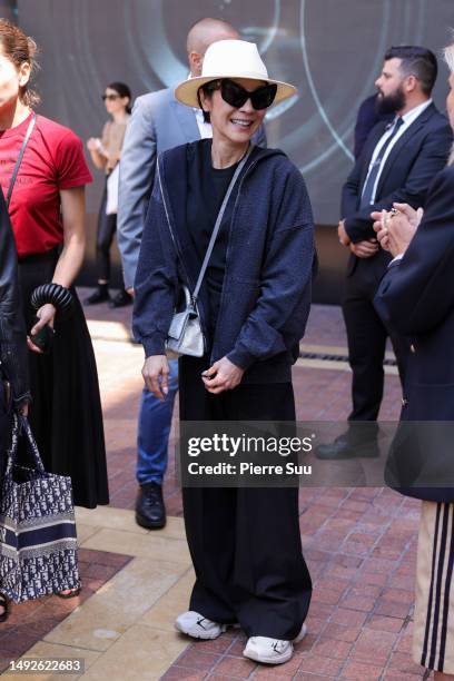 Michelle Yeoh is seen at "Le Majestic "Hotel during the 76th Cannes film festival on May 23, 2023 in Cannes, France.