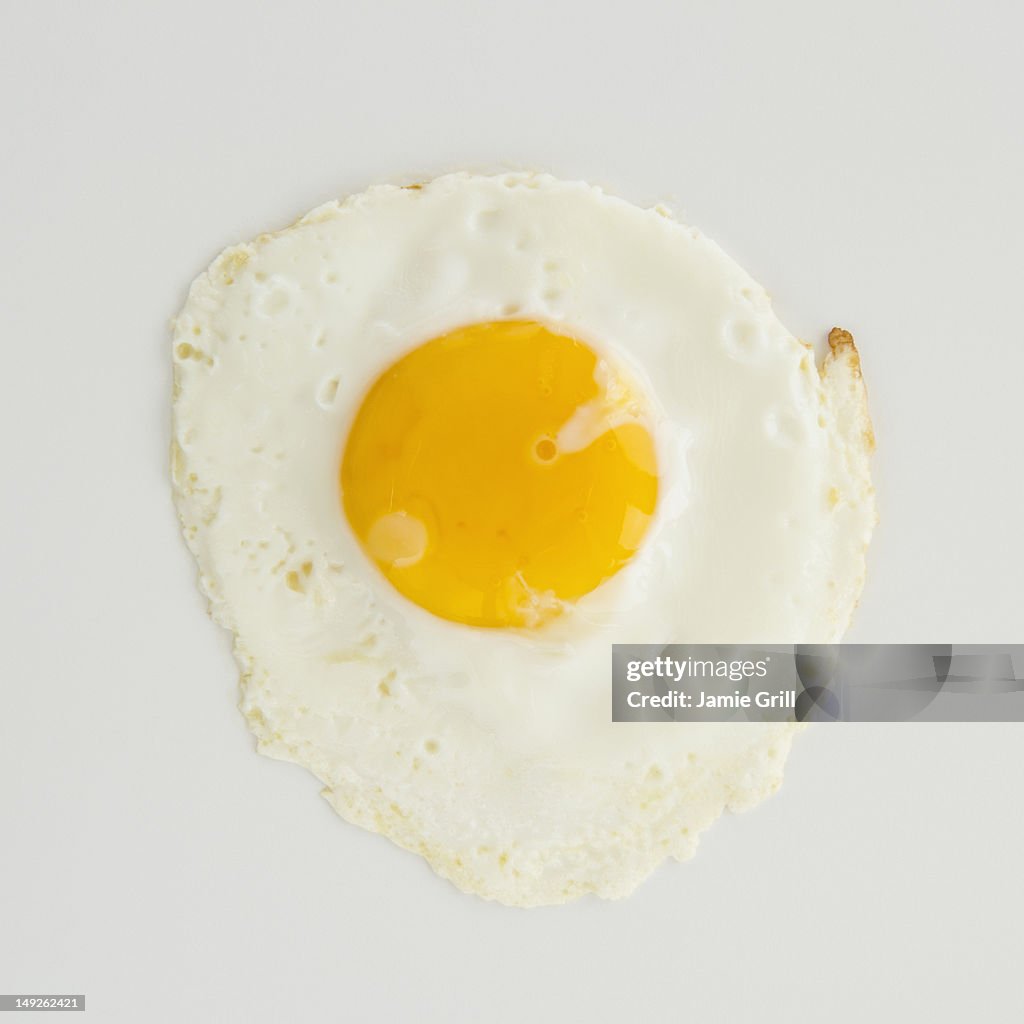 Close up of fried egg, studio shot