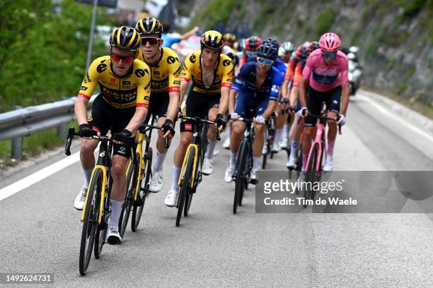 Sam Oomen of The Netherlands and Team Jumbo-Visma leads the peloton during the 106th Giro d'Italia 2023, Stage 16 a 203km stage from Sabbio Chiese to...