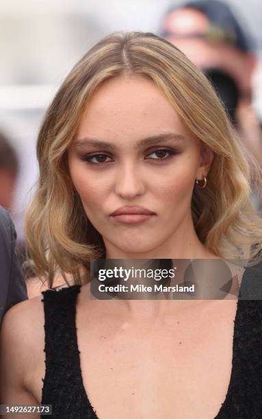 Lily-Rose Depp attends "The Idol" photocall at the 76th annual Cannes film festival at Palais des Festivals on May 23, 2023 in Cannes, France.