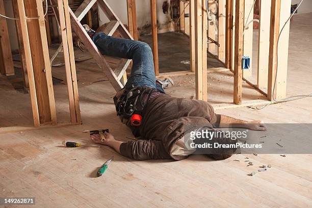usa, texas, dallas, handyman falling of ladder - falls texas stock pictures, royalty-free photos & images