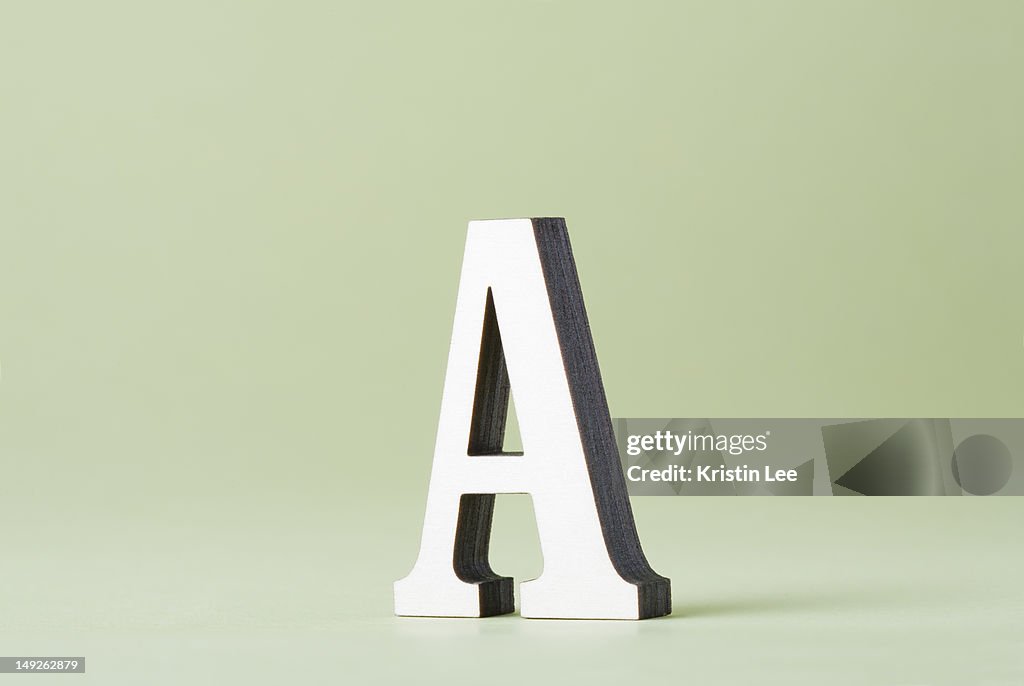 Studio shot of letter A