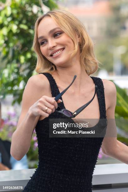 Lily-Rose Depp attends "The Idol" photocall at the 76th annual Cannes film festival at Palais des Festivals on May 23, 2023 in Cannes, France.