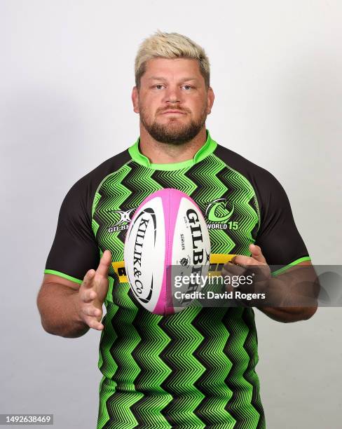 Oli Kebbleposes during a World XV squad portraits session at The Lensbury on May 23, 2023 in Teddington, England. The World XV will play against the...