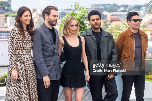 Abel 'The Weeknd' Tesfaye , Lily-Rose Depp, Sam Levinson and Ashley Levinson attend "The Idol" photocall at the 76th annual Cannes film festival at...