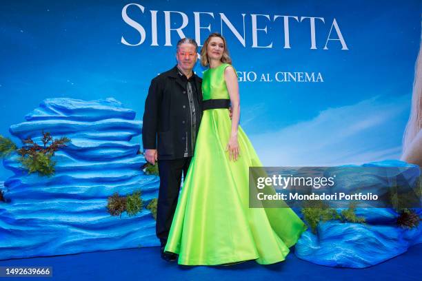 Italian pastry Ernst Knam and his wife Alessandra Mion, alias Frau Knam, attends the premiere of Disney's The Little Mermaid. Milan , May 22nd, 2023