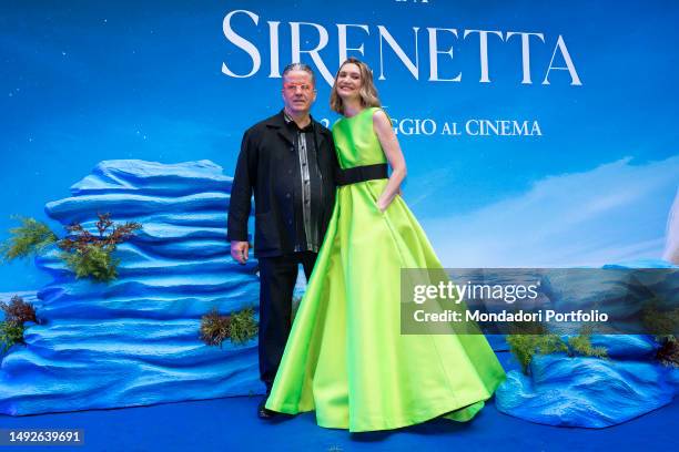 Italian pastry Ernst Knam and his wife Alessandra Mion, alias Frau Knam, attends the premiere of Disney's The Little Mermaid. Milan , May 22nd, 2023