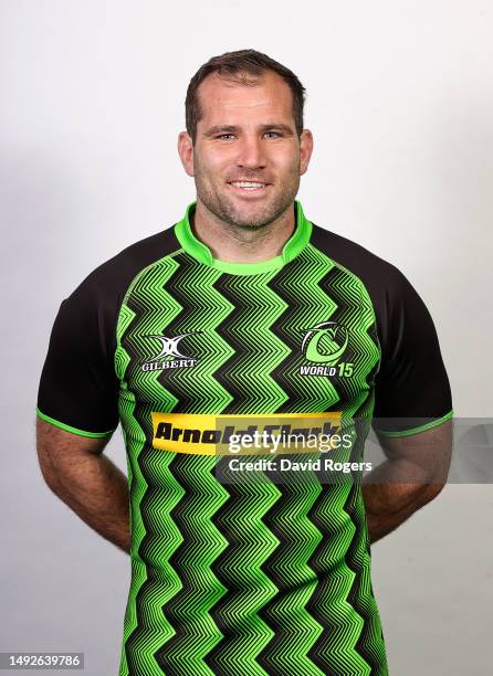 Fraser Brown poses during a World XV squad portraits session at The Lensbury on May 23, 2023 in Teddington, England. The World XV will play against...