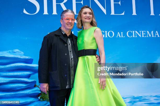 Italian pastry Ernst Knam and his wife Alessandra Mion, alias Frau Knam, attends the premiere of Disney's The Little Mermaid. Milan , May 22nd, 2023