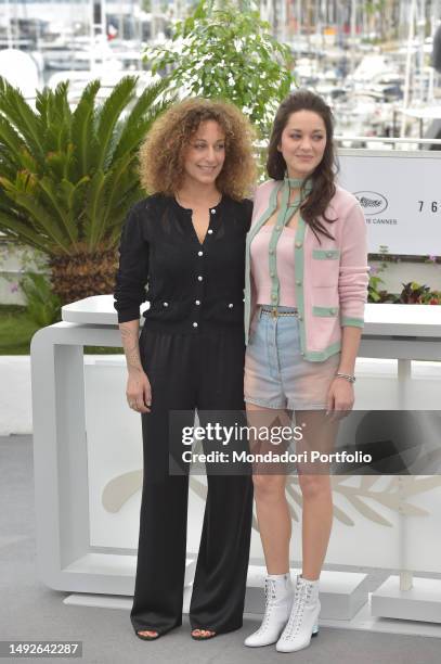 French director, actress and screenwriter Mona Achache and actress Marion Cotillard at Cannes Film Festival 2023. Little Girl Blue movie photocall....