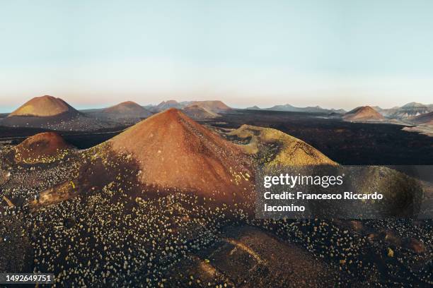 volcanic landscape, timanfaya national park, lanzarote, canary islands - mars water stock pictures, royalty-free photos & images