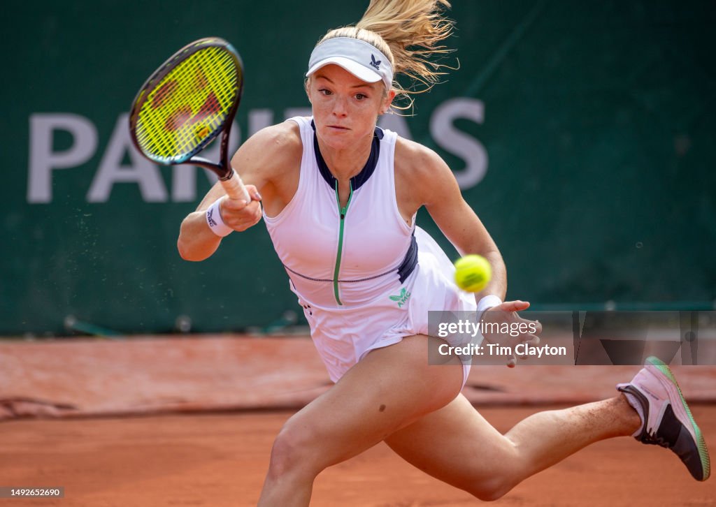 PARIS, FRANCE MAY 23. Katie Swan of Great Britain in action against PARIS, FRANCE MAY 23. Katie Swan of Great Britain in action against