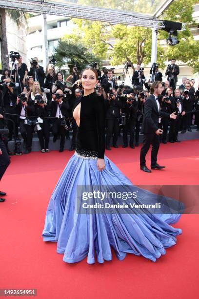 Olivia Culpo attends the "Asteroid City" red carpet during the 76th annual Cannes film festival at Palais des Festivals on May 23, 2023 in Cannes,...