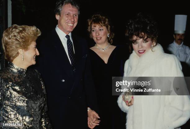 Nolan Miller and Joan Collins during Variety Club's Big Heart Awards at Century Plaza Hotel in Los Angeles, California, United States, 6th April 1986.