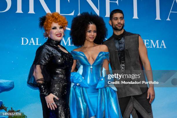 Italian artists Simona Patitucci, Cristiana Cattaneo, aka Yana C and Alessandro Mahmood attend the premiere of Disney's The Little Mermaid. Milan ,...