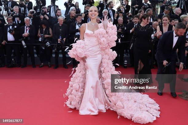 Leonie Hanne attends the "Asteroid City" red carpet during the 76th annual Cannes film festival at Palais des Festivals on May 23, 2023 in Cannes,...