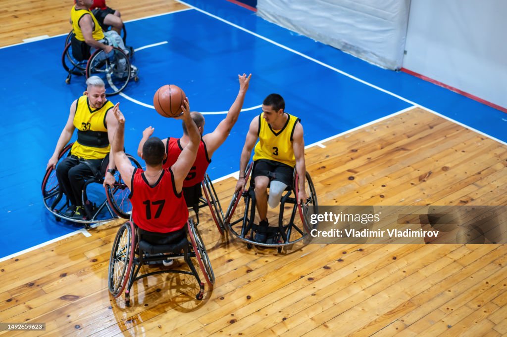Wheelchair basketball game in progress