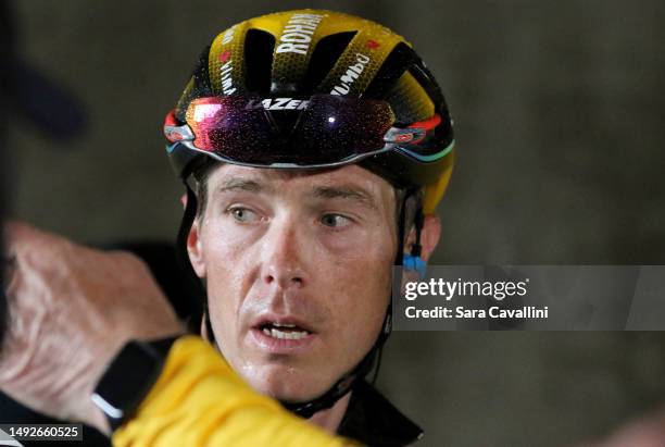 Rohan Dennis of Australia and Team Jumbo-Visma looks on at the end of the 106th Giro d'Italia 2023, Stage 16 a 203km stage from Sabbio Chiese to...