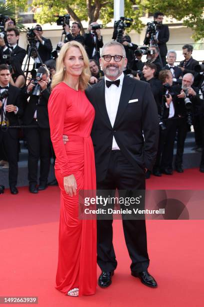Nancy Carell and Steve Carell attend the "Asteroid City" red carpet during the 76th annual Cannes film festival at Palais des Festivals on May 23,...