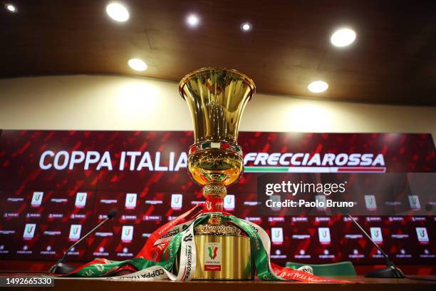 General view of the Coppa Italia Final press conference at Stadio Olimpico on May 23, 2023 in Rome, Italy.