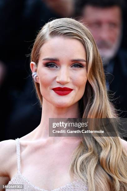 Rosie Huntington-Whiteley attends the "Asteroid City" red carpet during the 76th annual Cannes film festival at Palais des Festivals on May 23, 2023...