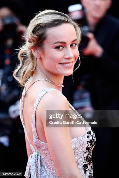 Jury member Brie Larson attends the "Asteroid City" red carpet during the 76th annual Cannes film festival at Palais des Festivals on May 23, 2023 in...