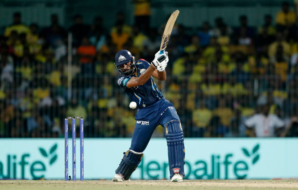 Vijay Shankar of Gujarat Titans bats during the IPL Qualifier match between Gujarat Titans and Chennai Super Kings at MA Chidambaram Stadium on May...